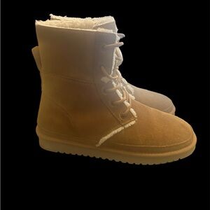 Koolaburra by UGG Winter Boots Womens Advay Brown Suede Lace Up Round Sz 9